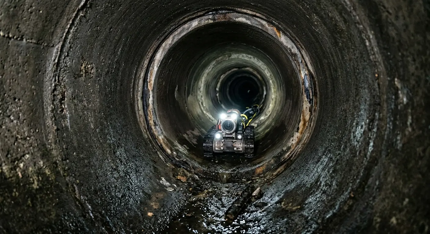 Robotic sewer camera inspecting pipe interior for Sewer Line Repair in Salem Lakes
